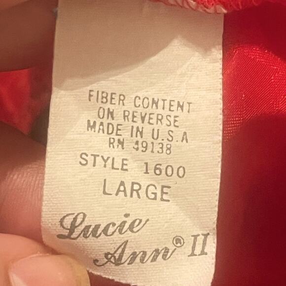 vintage Lucie Ann size large Elegant Red Lace Trim women's Chemise - Picture 7 of 8